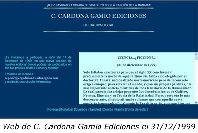 Web de C. Cardona Gamio Ediciones el 31 /12/1999